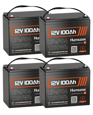 Produktbild von 12V 100Ah LiFePO4 Akku - Lithium-Akku - Tiefzyklus-Akku - Batterie - Energiespeicherakku - 4er-Pack