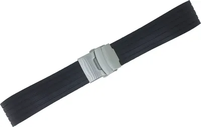 Produktbild von Minott > Uhrenarmband Silikon schwarz weich > Sicherheitsschließe silbern, Stegbreite:22mm, Schließe:Silbern