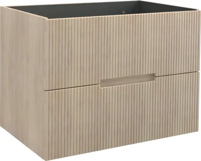 Produktbild von Jungborn Waschbeckenunterschrank SEDICI BxHxT 80 x 57 x 50 cm Frontfarbe tabak eiche geriffelt inkl. Einzelsiphon