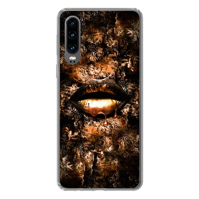 Produktbild von MuchoWow® Handyhülle Schutzhülle Hülle für Huawei P30 Frau - Lippen - Kupfer Silikon Softcase Handy Hülle - Kartenbesitzer