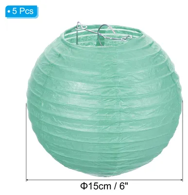 Produktbild von 6" Papierlaternen, 5 Stš¹ck runde h?ngende chinesische/japanische Laternen Nachbildungation fš¹r Zuhause Geburtstagsfeier Hochzeit Weihnachten Klassenzimmer Nachbildung, Dunkelgrš¹n