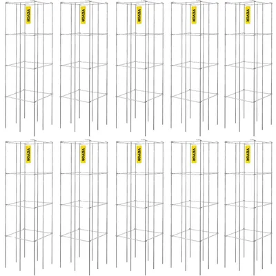 Image de VEVOR Cages à tomates, 11,8 x 11,8 x 46,1 pouces, 10 paquets de cages carrées de support pour plantes, tours à tomates de couleur argentée en acier recouvert de PVC pour faire grimper les légumes, plantes, fleurs et fruits