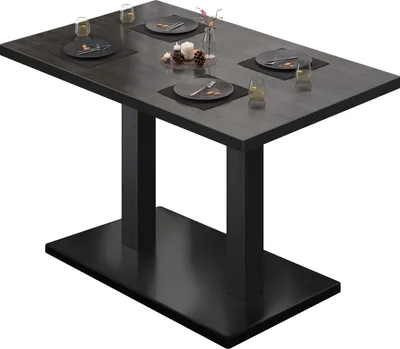 Produktbild von BM | Bistrotisch | B:T:H 110 x 60 x 75 cm | Wenge / Schwarz | Rechteckig | Schwarzer Rand | Bistro Tisch Esstisch