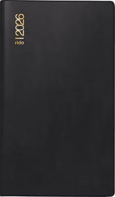 Obrázok produktu pre rido® idé® 70-45 472 906 Vreckový kalendár mini planner D15 2026 - 1 mesiac / 2 strany, veľkosť listu 8,7 x 15,3 cm, čierny, vejárovitý