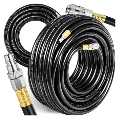 Produktbild von KATOMA® Druckluftschlauch 15 m 1/4" Kompressorschlauch 10 x 17 mm | Gummi Luftschlauch 20 bar mit Schnellkupplungen