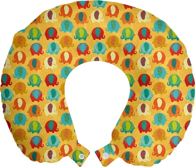 Produktbild von ABAKUHAUS Elephant Nursery Reisekissen Nackenstütze, Kultur, Schaumstoff Reiseartikel für Flugzeug und Auto, 30x30 cm, Mehrfarbig