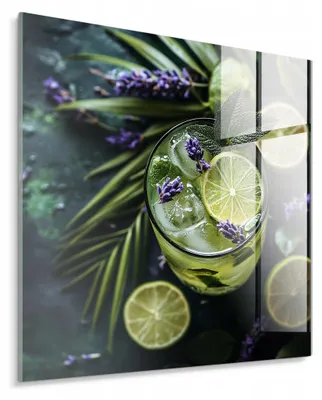 Image de STYLER, tableau en verre, 30x30 cm, couleur vert citron, design moderne, décoration murale élégante, idéal pour la cuisine, la salle à manger, un café, un bar ou un salon