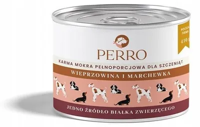 Produktbild von PERRO Nassfutter für Welpen Schweinefleisch und Karotten 12x410 g