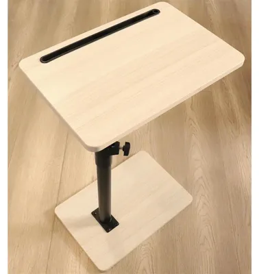 Immagine prodotto di Tavolino laterale a forma di C, con altezza regolabile, rotazione a 360°, in legno di quercia, altezza da 45 a 83 cm