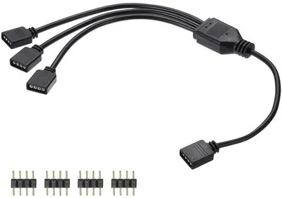 Produktbild von 12V 4-pins RGB-Kabel - 1 weiblich zu 3 männlich - 30 cm - für CPU-Kühler und 12V RGB-Lüfter