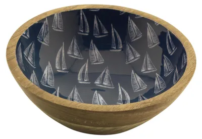 Produktbild von Mangholz-Schale mit Segelboot-Motiv, Durchmesser 20 cm