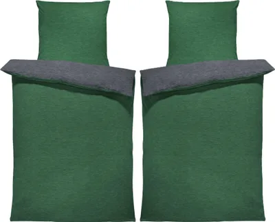 Produktbild von Winter Bettwäsche Biber Meliert Baumwolle Flanell Kuschelig Flauschig Warm Weich Modern, Größe:4 teilig 135x200 cm, Farbe:dunkel grün / anthrazit