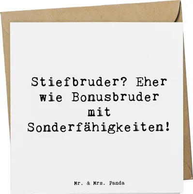 Produktbild von Mr. & Mrs. Panda Grußkarte Spruch Stiefbruder - Weiß - Geschenk, Dankeschön, persönliche Erinnerungen, Glückwunschkarte, Liebe, Stiefgeschwister, Geschenke, anlasskarte