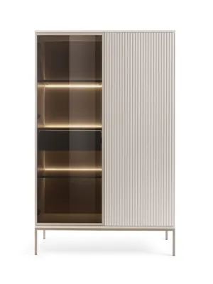 Produktbild von Vitrine SENTO WTSZ104 VitrinenschrVitrine SENTO WTSZ104 Vitrinenschrank Standvitrine Kaschmir / Goldene Rahmank Standvitrine Kaschmir / Rahmen