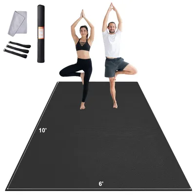 Immagine prodotto di Tappetino da allenamento VEVOR, tappetino da yoga antiscivolo ad alta densità, tappetino da allenamento per uomini e donne, tappetino da fitness e da allenamento con borsa e cinghia di trasporto, per tutti i tipi di yoga a casa, Pilates e allenamento a terra (3 x 1,8 m)