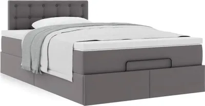 Imagen del producto de Estructura cama otomana colchón gris 120x190 cm cuero sintético