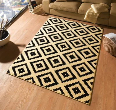 Produktbild von Design Teppich Raute 160 x 230 cm Schwarz / Creme UT-15