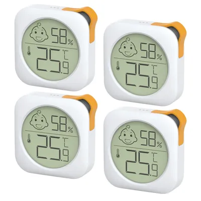 Produktbild von 4 Stück Thermometer Hygrometer Digital,LCD Temperatur Thermo-Hygrometer,für Wohnzimmer Schlafzimmer Büro Kinderzimmer usw