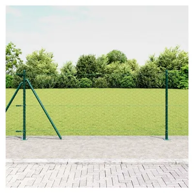 Produktbild von Zaunpfosten Grün 100 x 1 m (50 mm Maschenweite) aus Stahl und PVC für Gartenzaun, Hundezaun, Weidezaun und Hühnerzaun