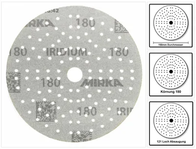 Produktbild von Mirka IRIDIUM Schleifscheiben Grip 150mm K180, 100Stk. ( 246CH09918 )