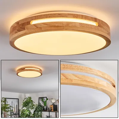 Produktbild von Canino moderne Deckenlampe aus Metall/Bambus/Kunststoff in Weiß/Natur