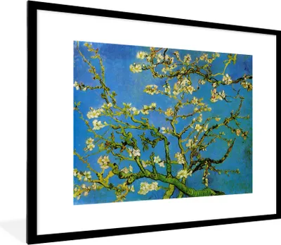 Produktbild von MuchoWow® MuchoWow® Gerahmtes Poster Mandelblüte - Vincent van Gogh 80x60 cm - Poster mit zchwarzem Bilderrahmen - Schlafzimmer-Dekorationen - Fotoposter