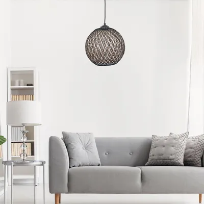 Immagine prodotto di Opviq, 190- 190FLH, crema,|,nero, lampadario, lampadario in juta fatto a mano