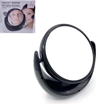 Produktbild von 3x Vergrößernder Make-up-Spiegel Schwarz - 18x8x19CM - Doppelseitig mit Ständer -