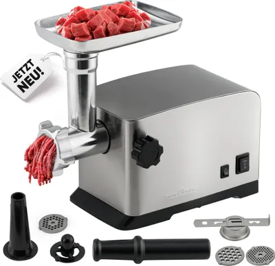 Produktbild von ProfiCook® Fleischwolf 1200W | mit Aufsatz für Plätzchen/Spritzgebäck | elektrisch | 3 Metall-Lochscheiben | Vor- und Rücklauf | PC-FW 1272