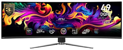 Produktbild von MSI MPG 491CQPDE QD-OLED, 124,5 cm (49"), 5120 x 1440 Pixel, Dual QHD, QD-OLED, 0,03 ms, Schwarz