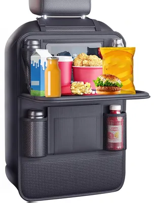 Produktbild von Auto Organizer, Große Rückenlehnenschutz Auto Kinder, Multifunktional Wasserdicht Rücksitz Organizer mit Klapptisch, Tablet/Telefon Aufbewahrung