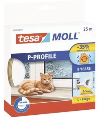 Produktbild von Tesamoll Gummidichtung P-Profil 25m weiß, 05391-00100-00