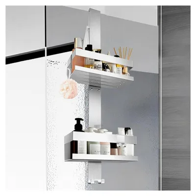 Produktbild von Hängende Duschablage, Duschregal ohne Bohren, Duschhalterung aus Edelstahl SUS304, Shampoo-Halterung für Handtuchhalter, Duschkorb mit 4 Haken, Silber
