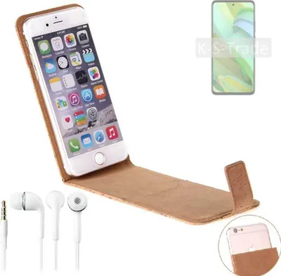 Produktbild von K-S-Trade Schutzhülle mit Kopfhörer kompatibel mit Motorola Edge 2022 Handyhülle Cover Kork Tasche Flipstyle Case