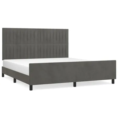 Produktbild von vidaXL Bettgestell mit Kopfteil Dunkelgrau 180x200 cm Samt