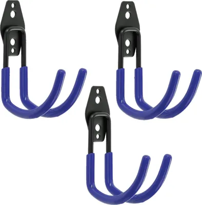 Immagine prodotto di Set di 3 ganci da parete BOTLE, ganci per attrezzi, per utensili, a forma di U 11 cm, stabili con rivestimento in PVC, per garage, capanni, officine, ganci per seghe a mano e seghe da giardino, ganci doppi, portata fino a 30 kg