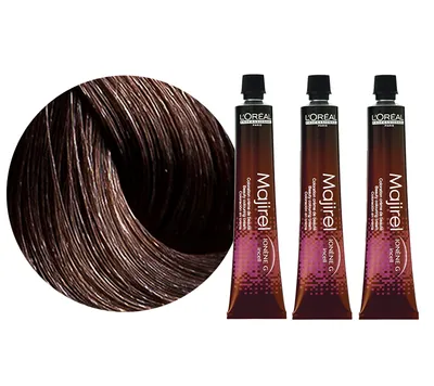Obrázek produktu pro L'oréal Professionnel | Barva na vlasy Majirel 4.3 - 3x50ml - hnědozlatá - 100% krytí šedin - pečující efekt