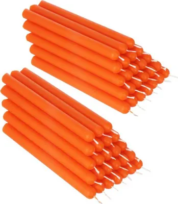 Produktbild von 50x Orange Bienenwachs 12cm Tafelkerze Ritualkerze Osterkerzen Farbig 36344