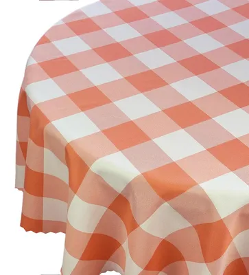 Produktbild von Tischdecke Fleckenresistente Karo Lachsfarbe - Alice - 160 cm Rund