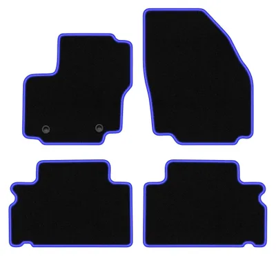Zdjęcie produktu dla Dywaniki samochodowe welurowe CARLUX-BLUE do: Ford S-MAX MK1 (2006-2011, minivan) czarne z niebieskim obszyciem, z mocowaniami