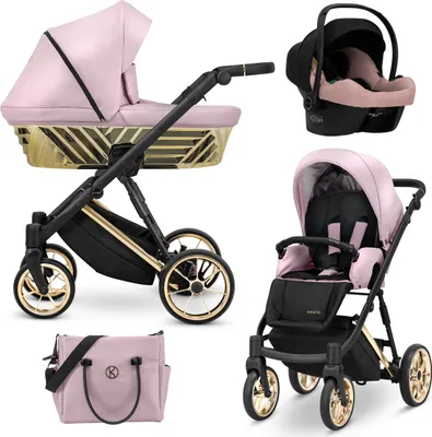 Produktbild von Kunert Ivento Glam 3in1  Kinderwagen in Pink Metallic mit goldenem Rahmen