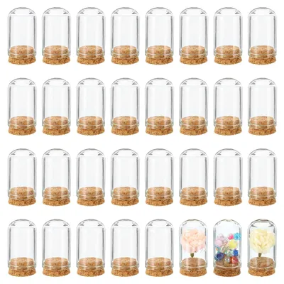 Image de Solidchoice - Mini cloche en verre avec bouchon en liège, contenance 15 ml, lot de 32, pour la décoration