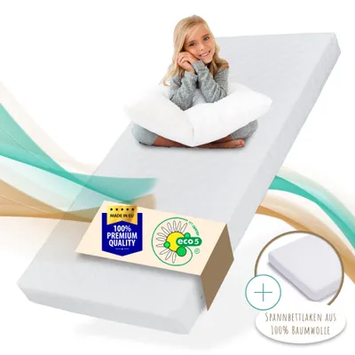 Image de Matelas pour enfants 90x200 cm avec drap-housse et housse lavable, 200 x 90 cm