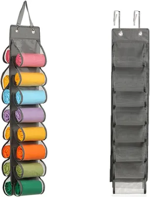 Obrázek produktu pro Závěsná botník – 16 výsuvných přihrádek – šedá – pokoj/koupelna/plakát