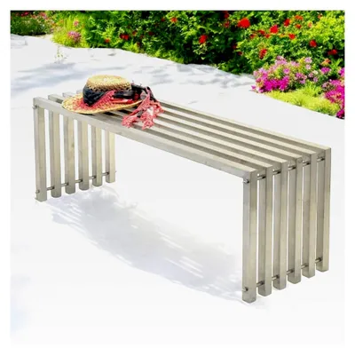 Produktbild von Wetterfeste Gartenbank aus Edelstahl 115 cm Sitzbank für den Außenbereich