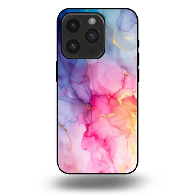 Produktbild von Smartphonica Handytasche passend für iPhone 14 Pro mit Marmordruck - TPU Rückendeckung Fall Marmor Design - Regenbogen