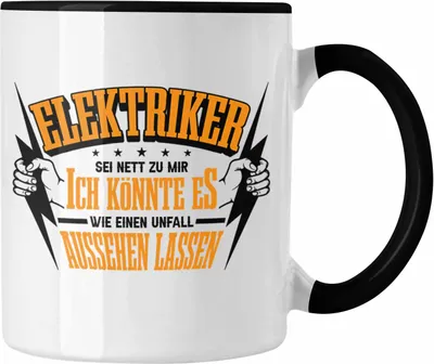 Produktbild von Trendation - Lustige Elektriker Tasse Geschenk (Schwarz)