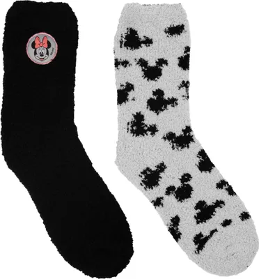 Produktbild von Disney Minnie Mouse Kuschelsocken für Damen Flauschige Wintersocken Socken Schwarz/Grau (2er Pack) 35-38