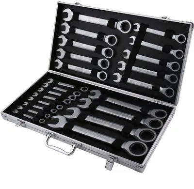 Produktbild von 22-teilig Ratschenschlüssel set 6-32mm Ring Maulschlüssel  Knarrenschlüssel  Ratsche Gelenkschlüssel  Schlüssel Satz  Werkzeug Set Steckschlüssel-Satz   Schraubenschlüssel