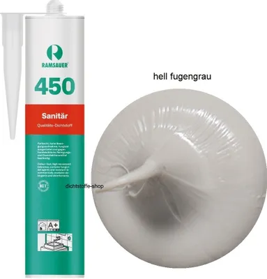 Produktbild von Ramsauer 450 Sanitär 1K Silikon Dichtstoff 310ml Kartusche hell fugengrau